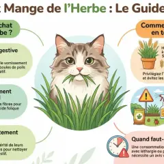 Un chat mignon mange de l'herbe, un guide essentiel pour comprendre pourquoi votre chat qui mange beaucoup d'herbe le fait.