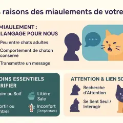 Un chat qui pleure, ou miaule, communique ses besoins : faim, soif, litière sale, inconfort, ou recherche d'attention.