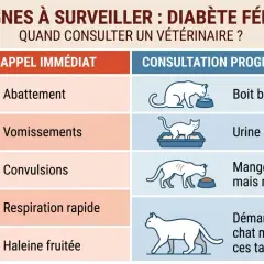 Signes de diabète félin : abattement, vomissements, convulsions, respiration rapide, haleine fruitée. Complications à surveiller.