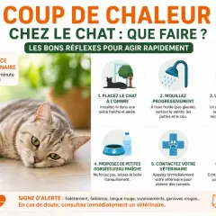 Guide pour comment rafraîchir un chat en cas de coup de chaleur : ombre, eau fraîche, linge humide, et contact vétérinaire.
