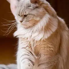 Un chat aux longs poils clairs, l'air pensif. Peut-on laisser un chat seul 15 jours ? Il semble attendre son maître.