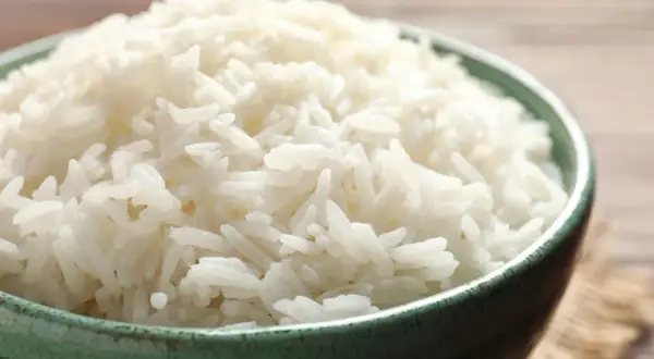Un bol de riz blanc, remède réconfortant pour un chien souffrant de diarrhée.