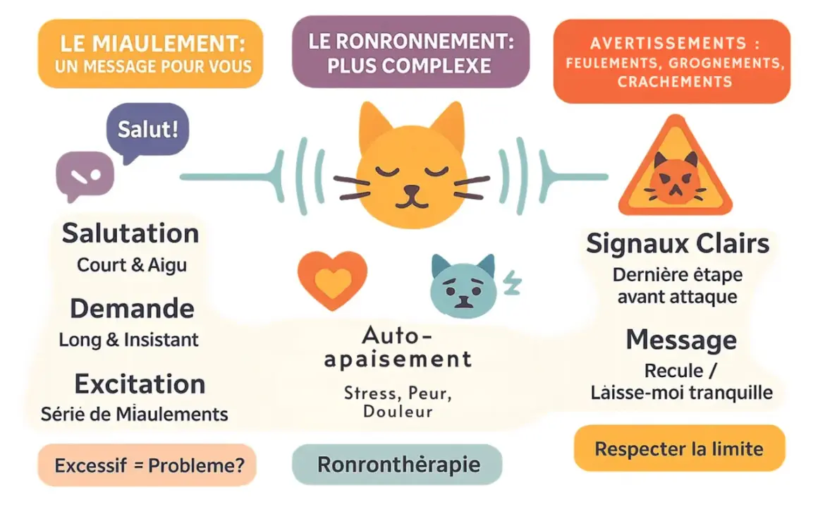 Le ronronnement est plus complexe que le miaulement. Il peut signifier l'auto-apaisement, le stress, la peur, la douleur, ou même une "ronronthérapie". Comprendre pourquoi mon chat ronronne aide à décoder ses messages.